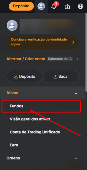 Clique em Fundos