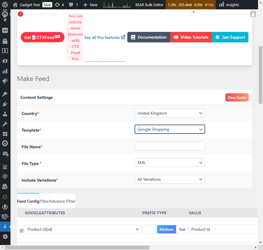 Select Google Shopping from Template*