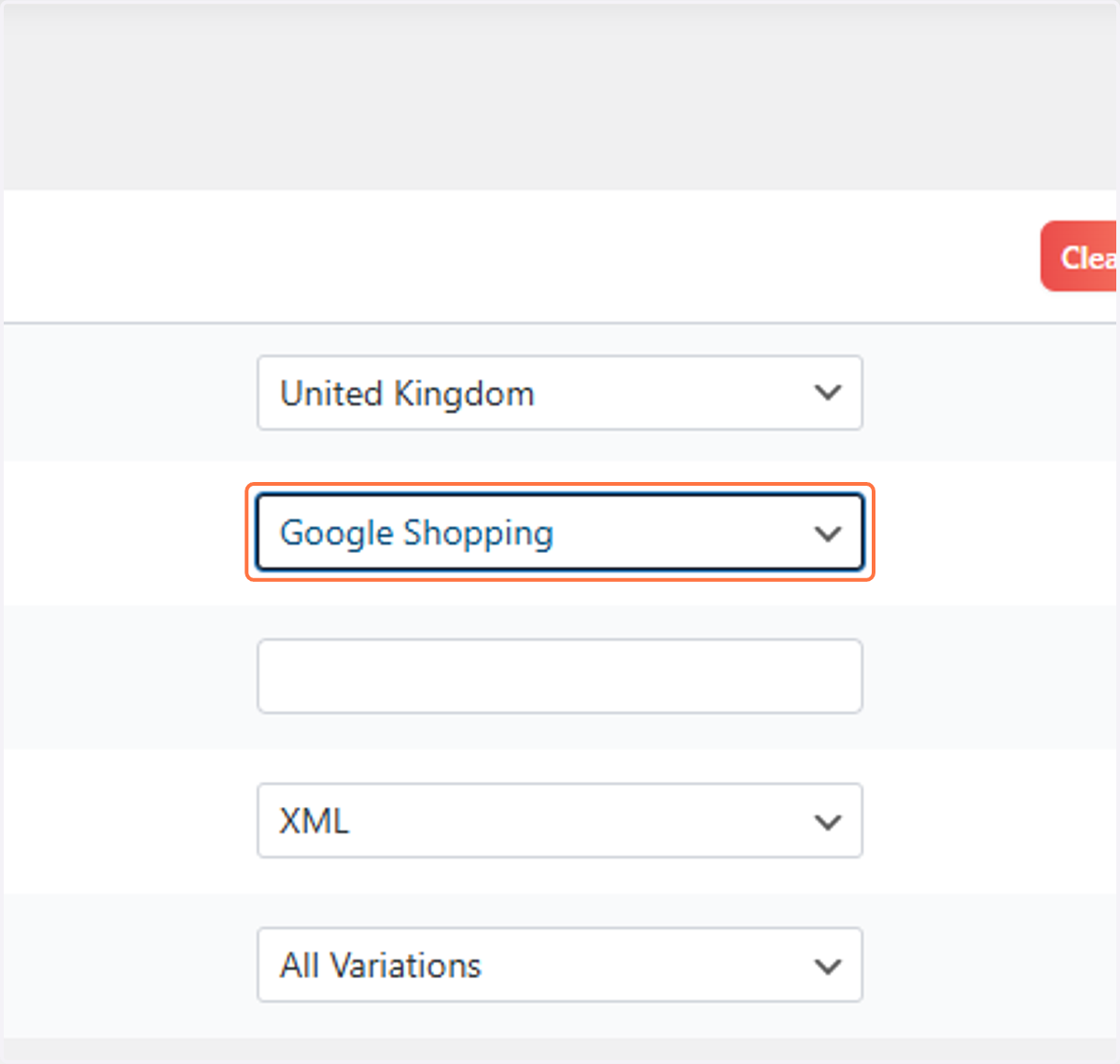 Select Google Shopping from Template*