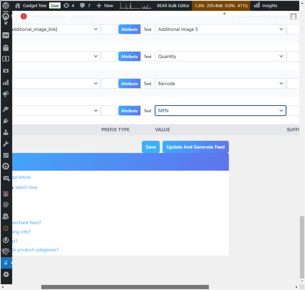 Select the field from your store that contains the manufacturers part number (MPN) or just use your SKU.