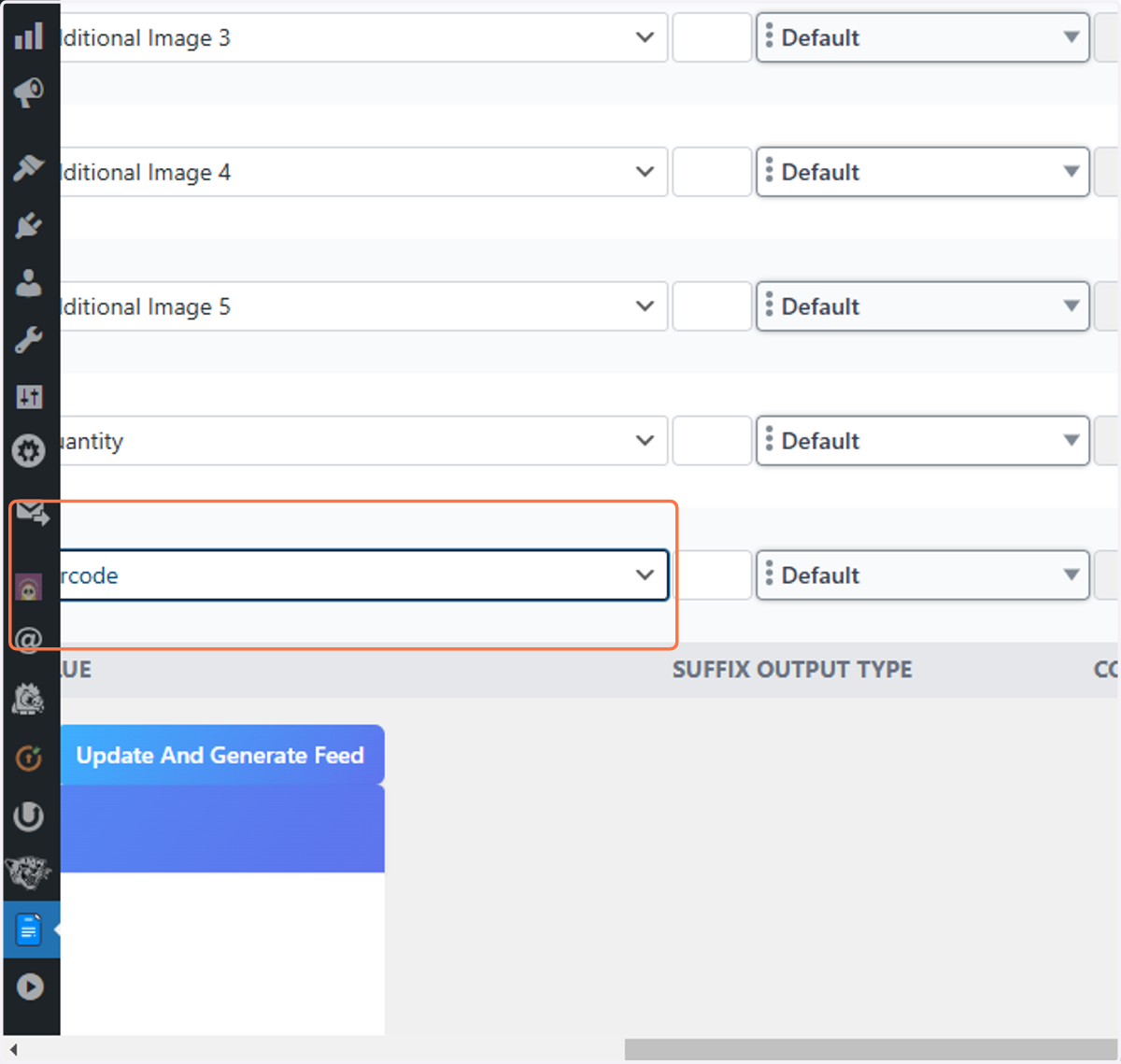 Select the field from your store which contains the unique barcode/UPC/EAN