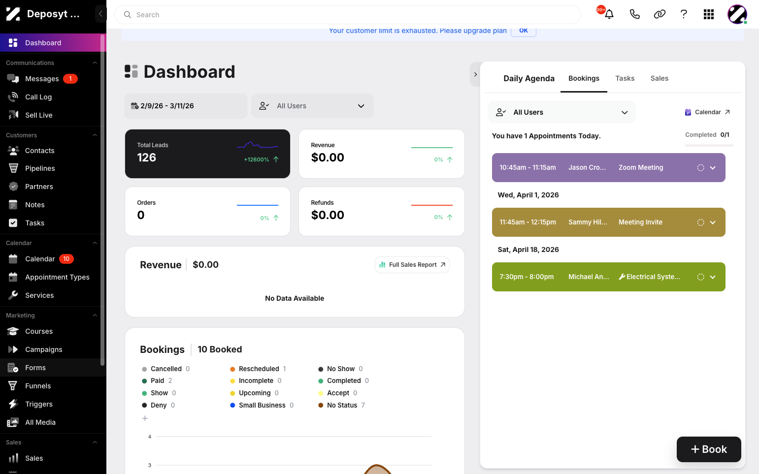 Step 1: On your Dashboard, navigate to the Forms tab under the Marketing section.