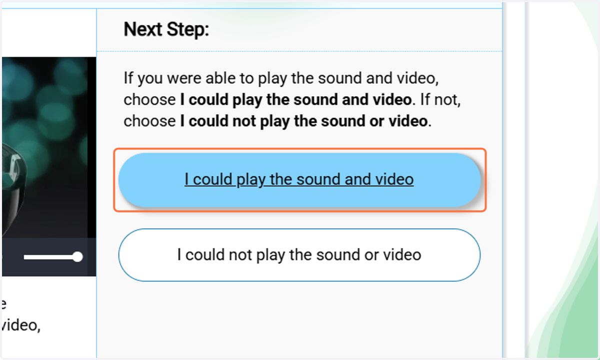 Click on I could play the sound and video
