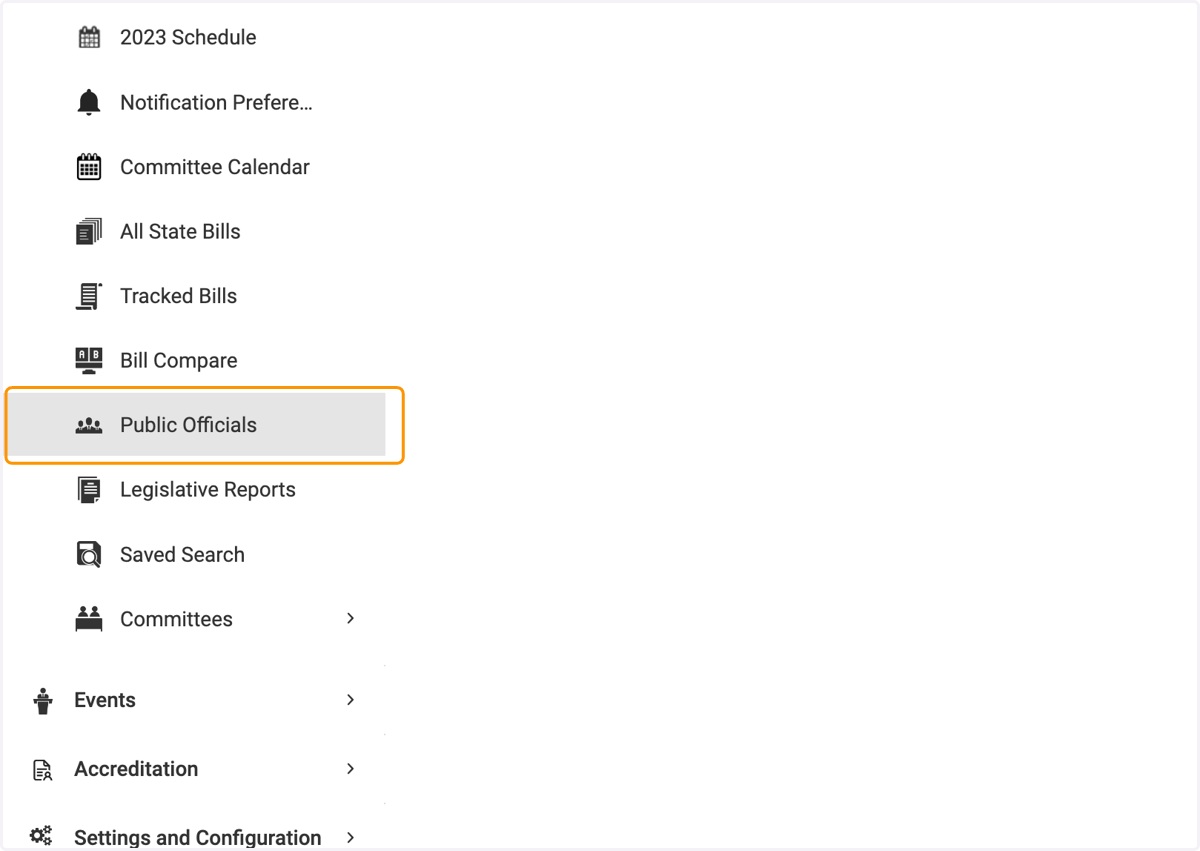 Click on Public Officials