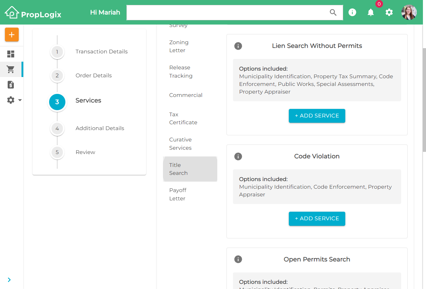 How do I place a Title Search order? - PropLogix