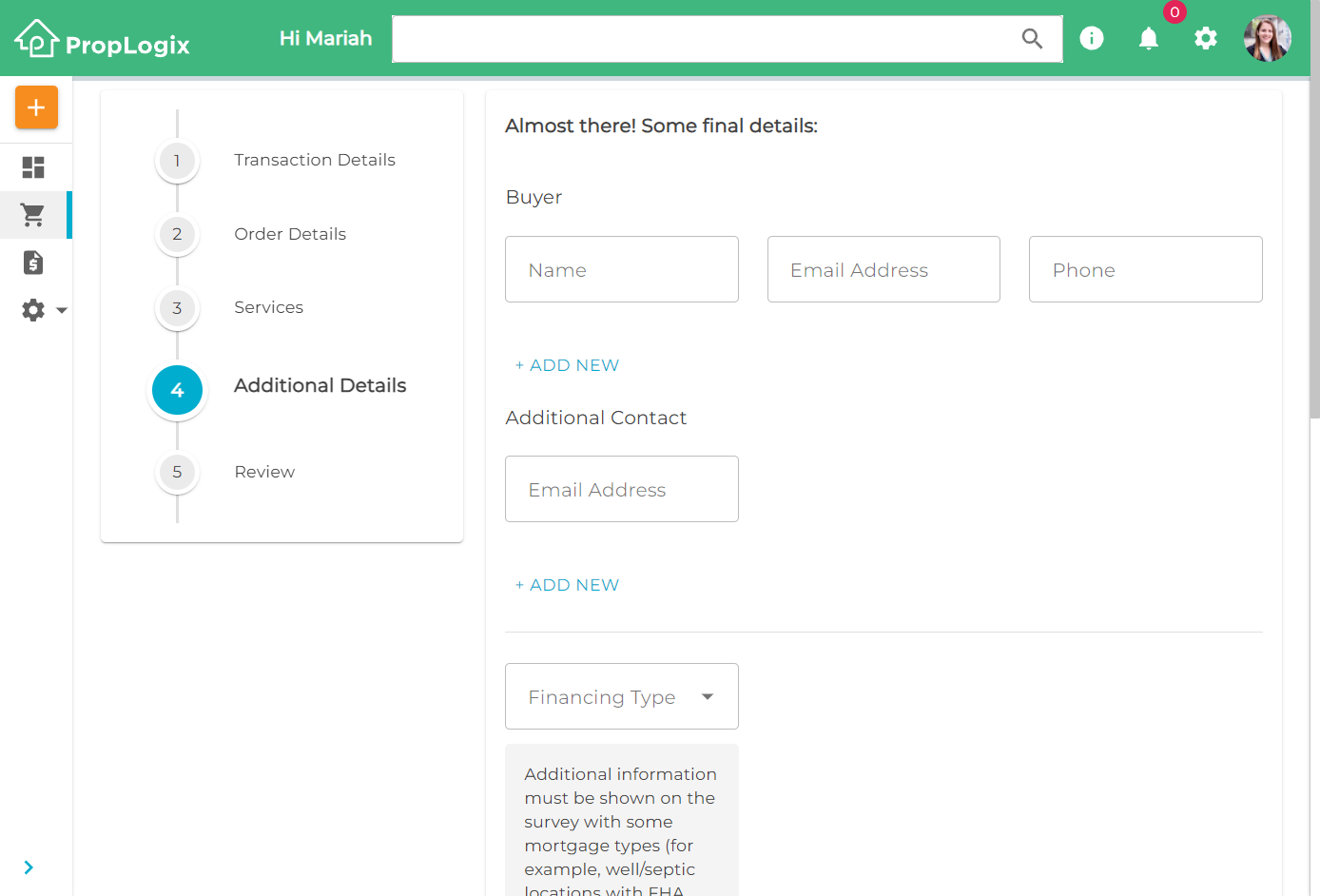 How do I place a Title Search order? - PropLogix