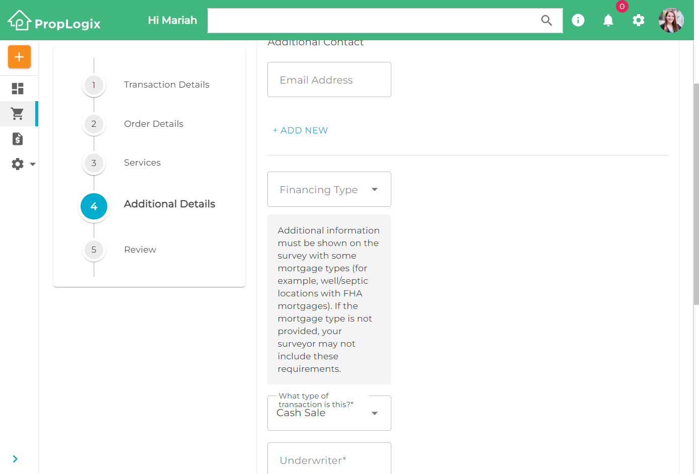 How do I place a Title Search order? - PropLogix