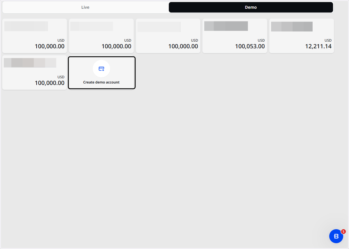Click on Create demo account