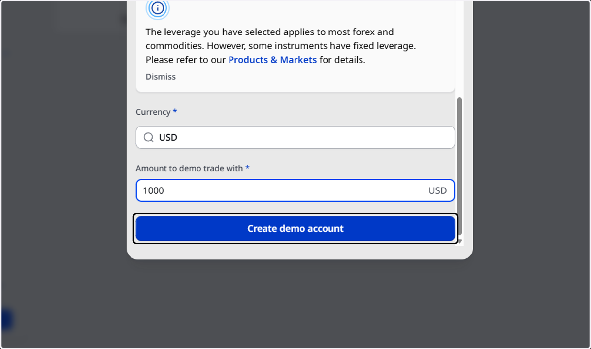 Click on Create demo account