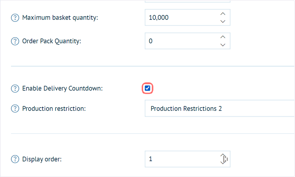 Check Enable Delivery Countdown