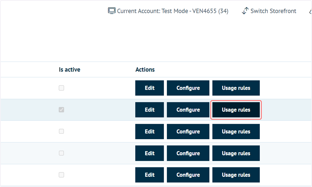 Click on Usage rules next to your chosen delivery provision