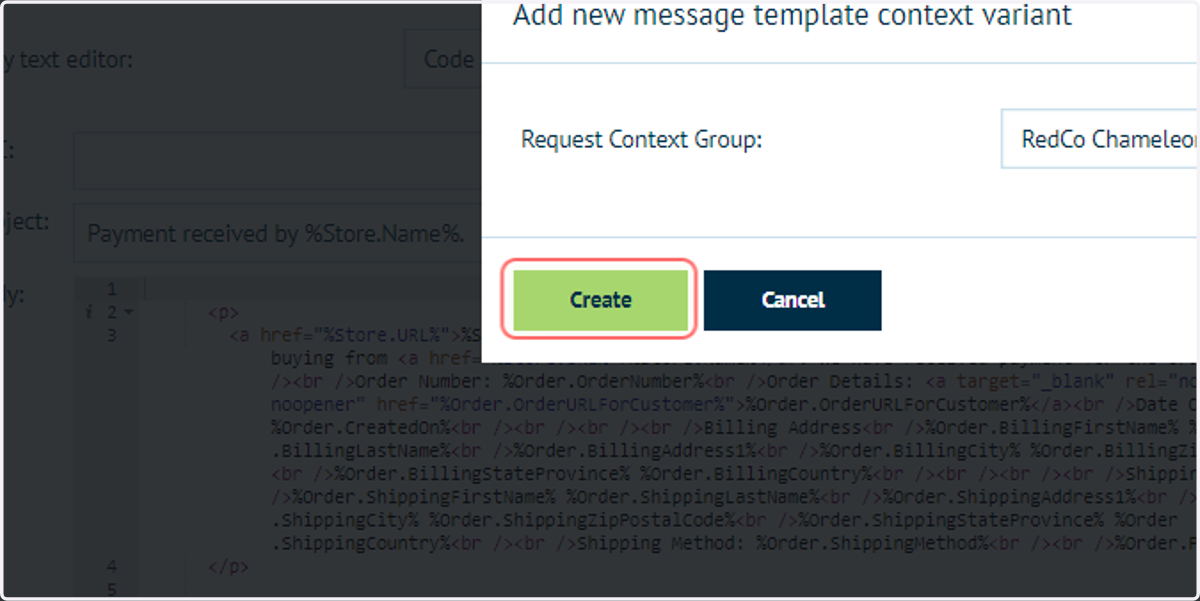 Click on Create