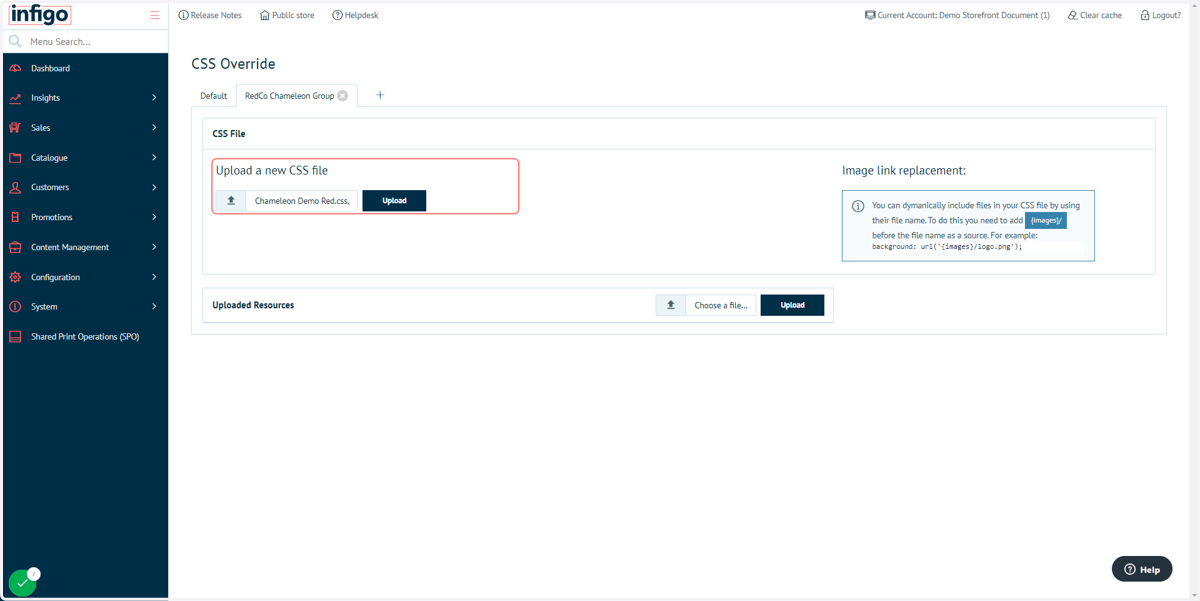 Select your custom CSS file from file upload menu
