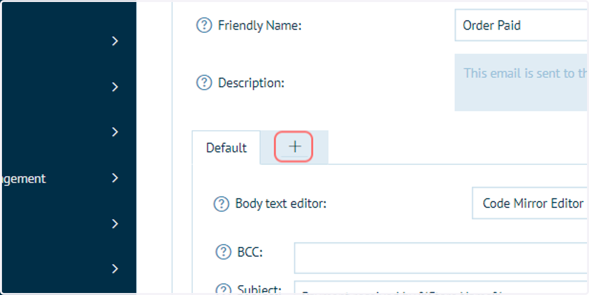 Click on '+' to activate a Chameleon group on the selected email template