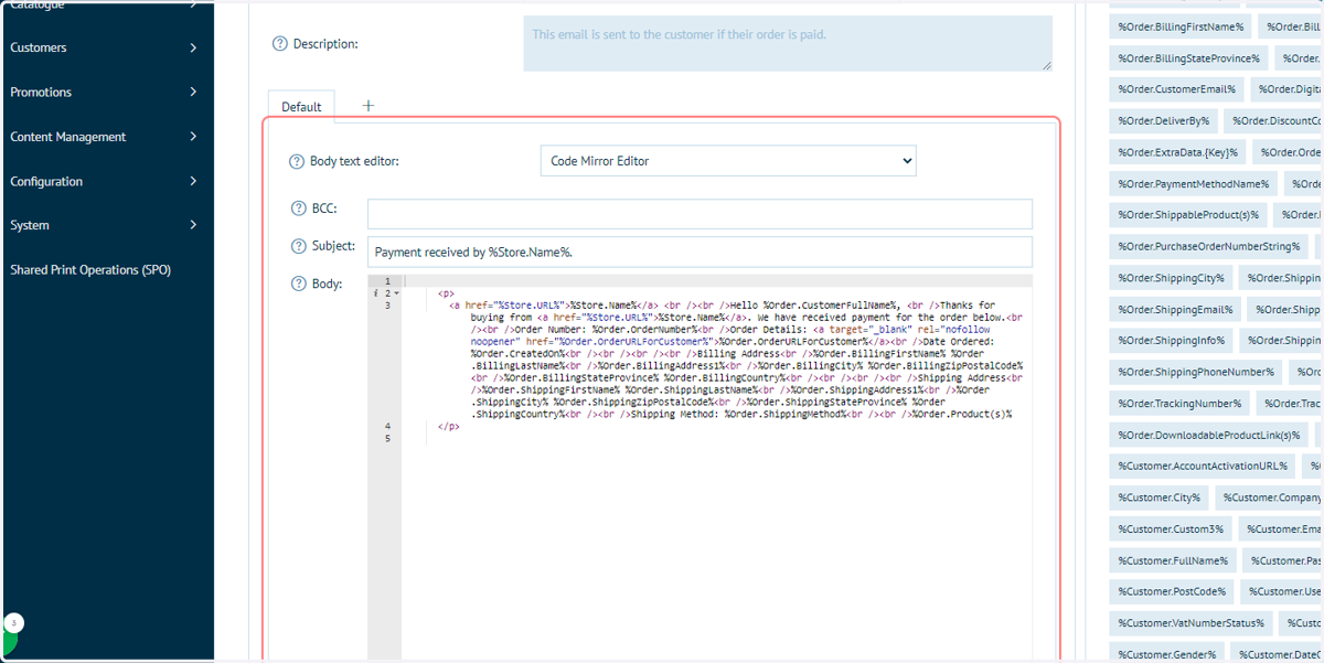 Email template