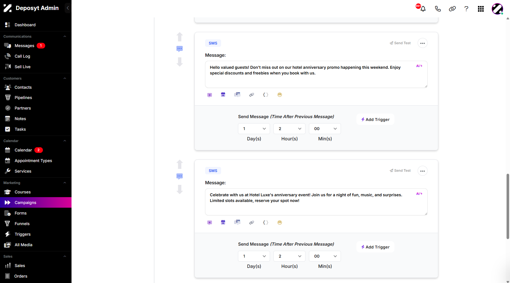 Step 14: You can now see that the AI-generated messaging sequence has been added to your campaign.