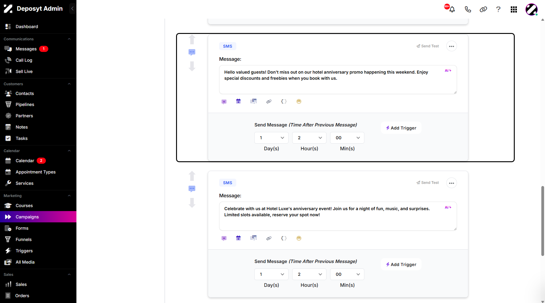 Step 14: You can now see that the AI-generated messaging sequence has been added to your campaign.