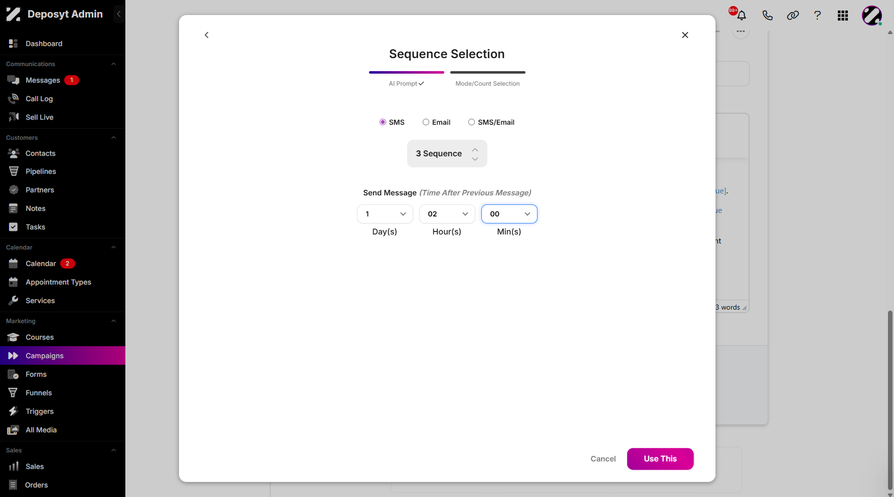 Step 13: Once you’ve set it up, select Use This to apply it to your campaign.