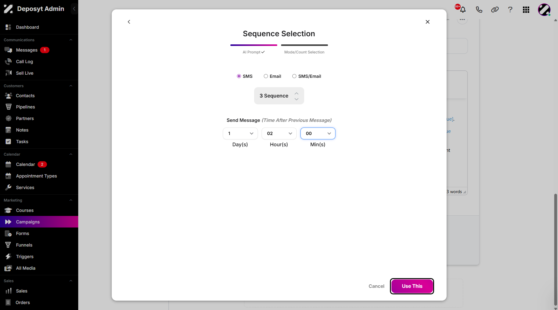 Step 13: Once you’ve set it up, select Use This to apply it to your campaign.
