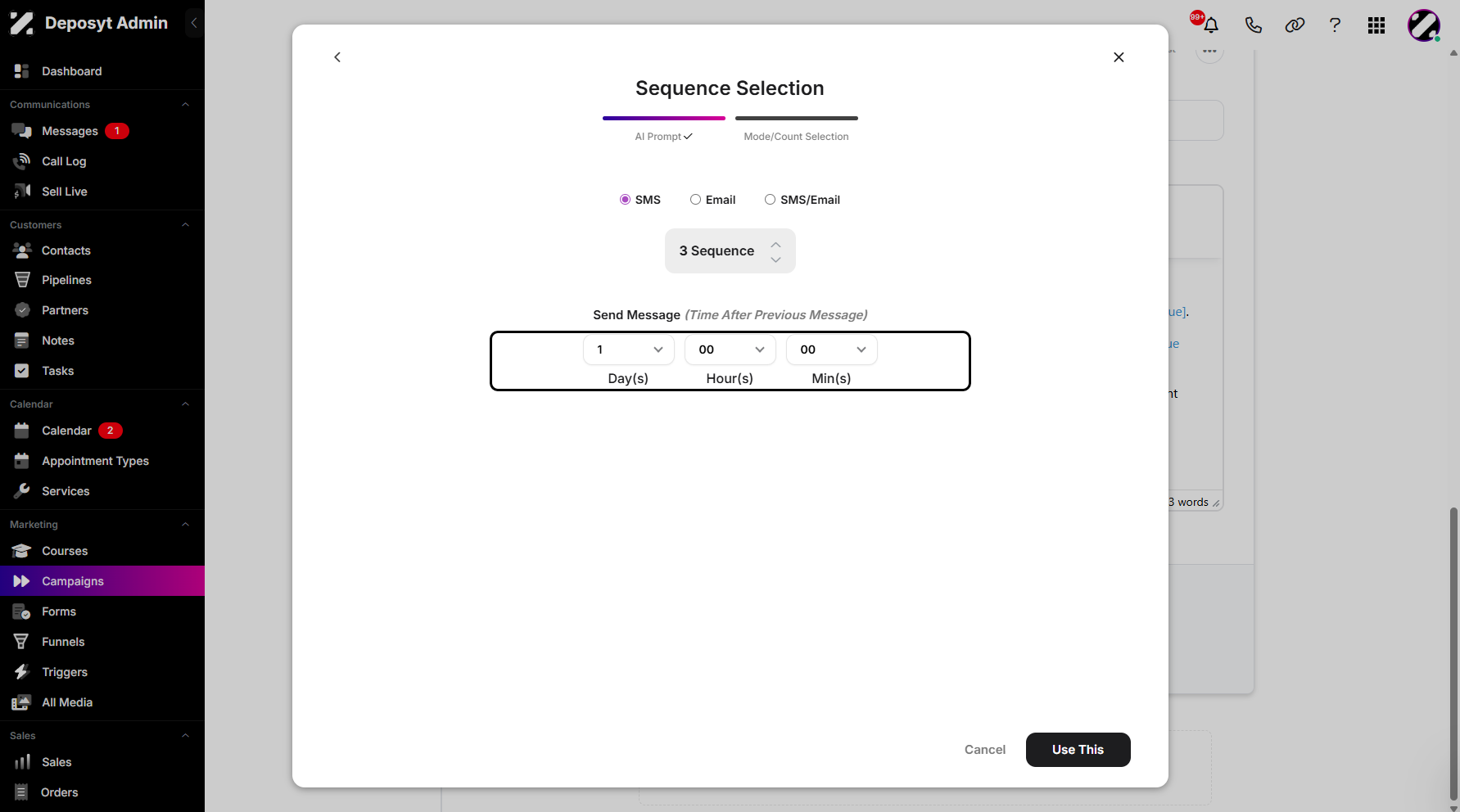Step 12: Lastly, you can set a delay before sending it to the entire messaging sequence.