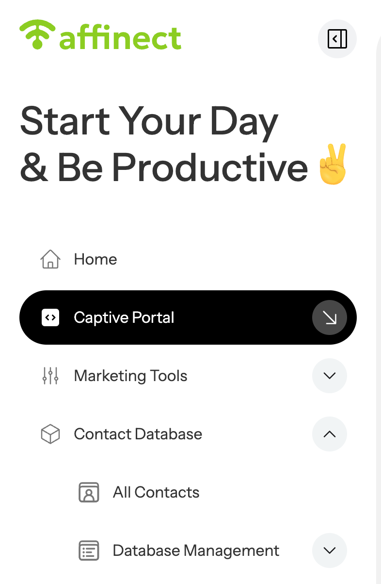 Click on Captive Portal on the left-hand side of the dashboard.