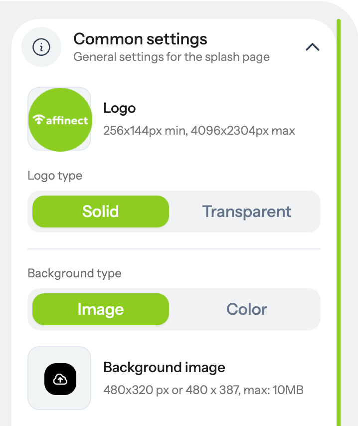 You can upload your brand logo either with a solid background or a transparent one.