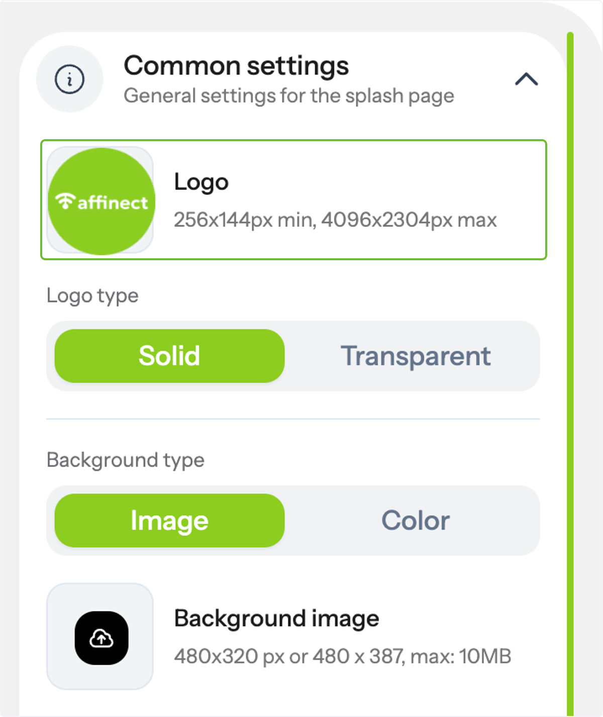 You can upload your brand logo either with a solid background or a transparent one.