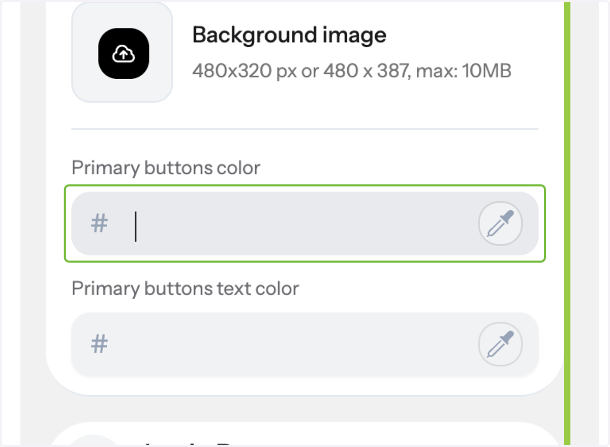 You can also customize the primary button color and the text color to match your brand identity and ensure visual consistency.