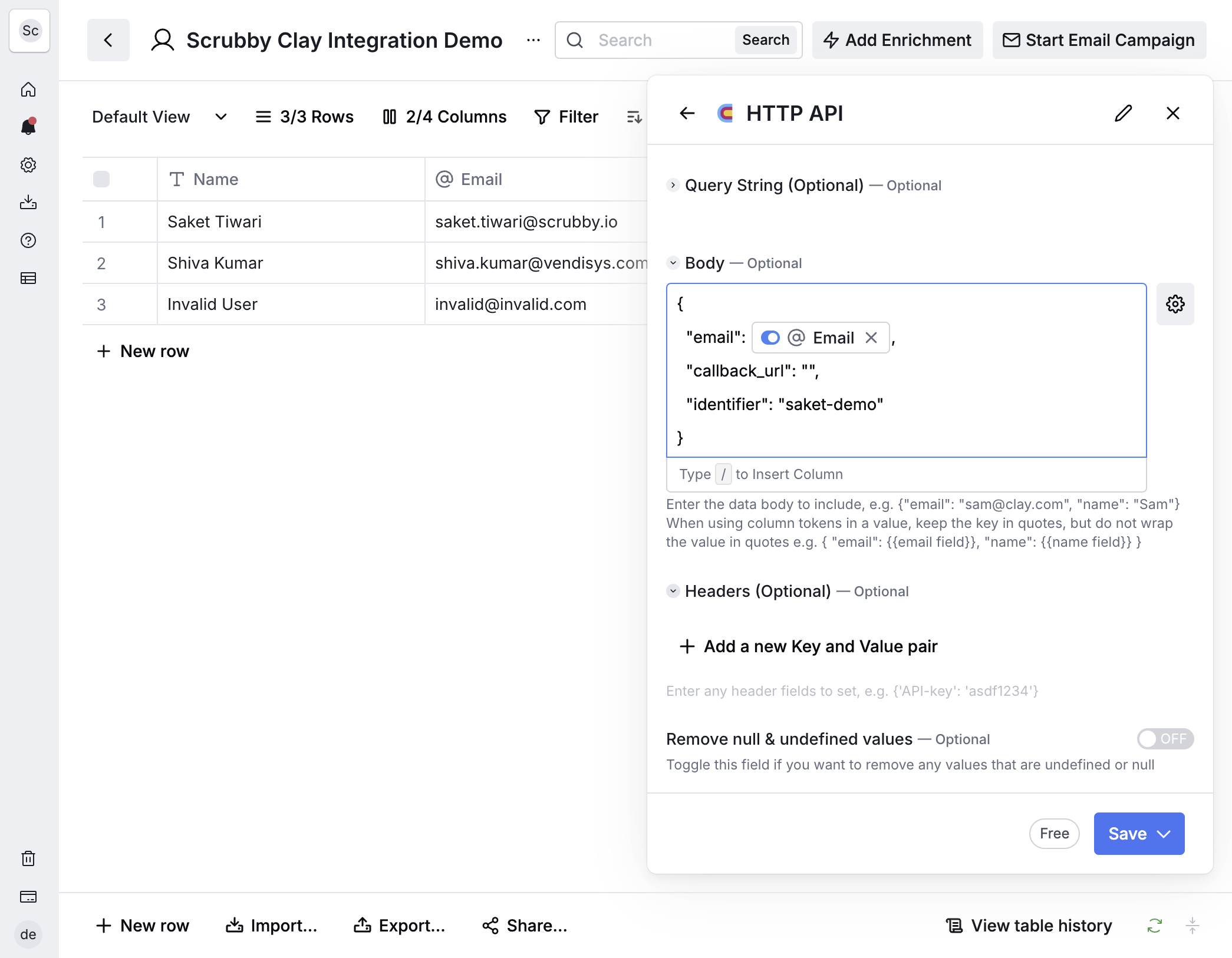 Click on Headers (Optional)…