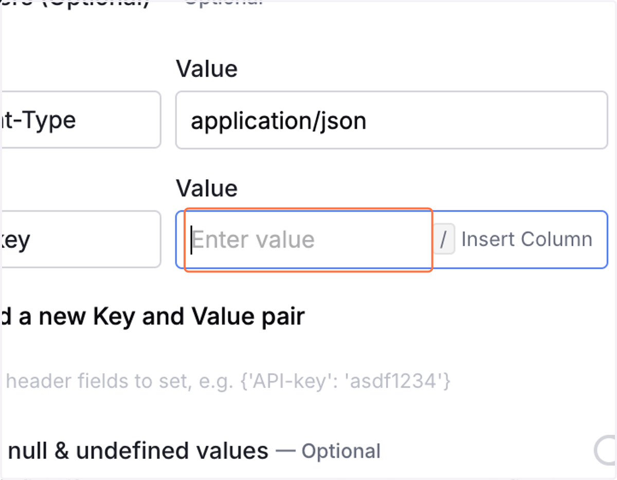 Click on Enter value…