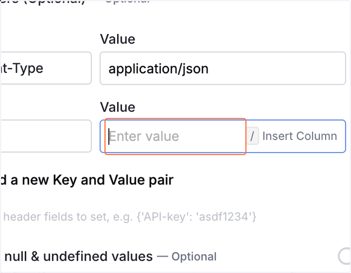 Click on Enter value…