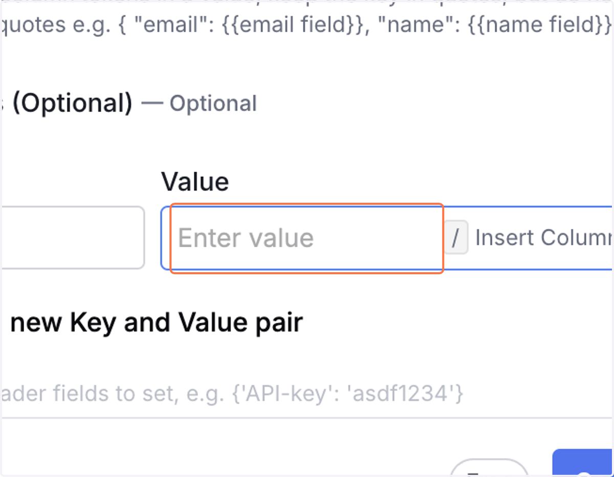 Click on Enter value…