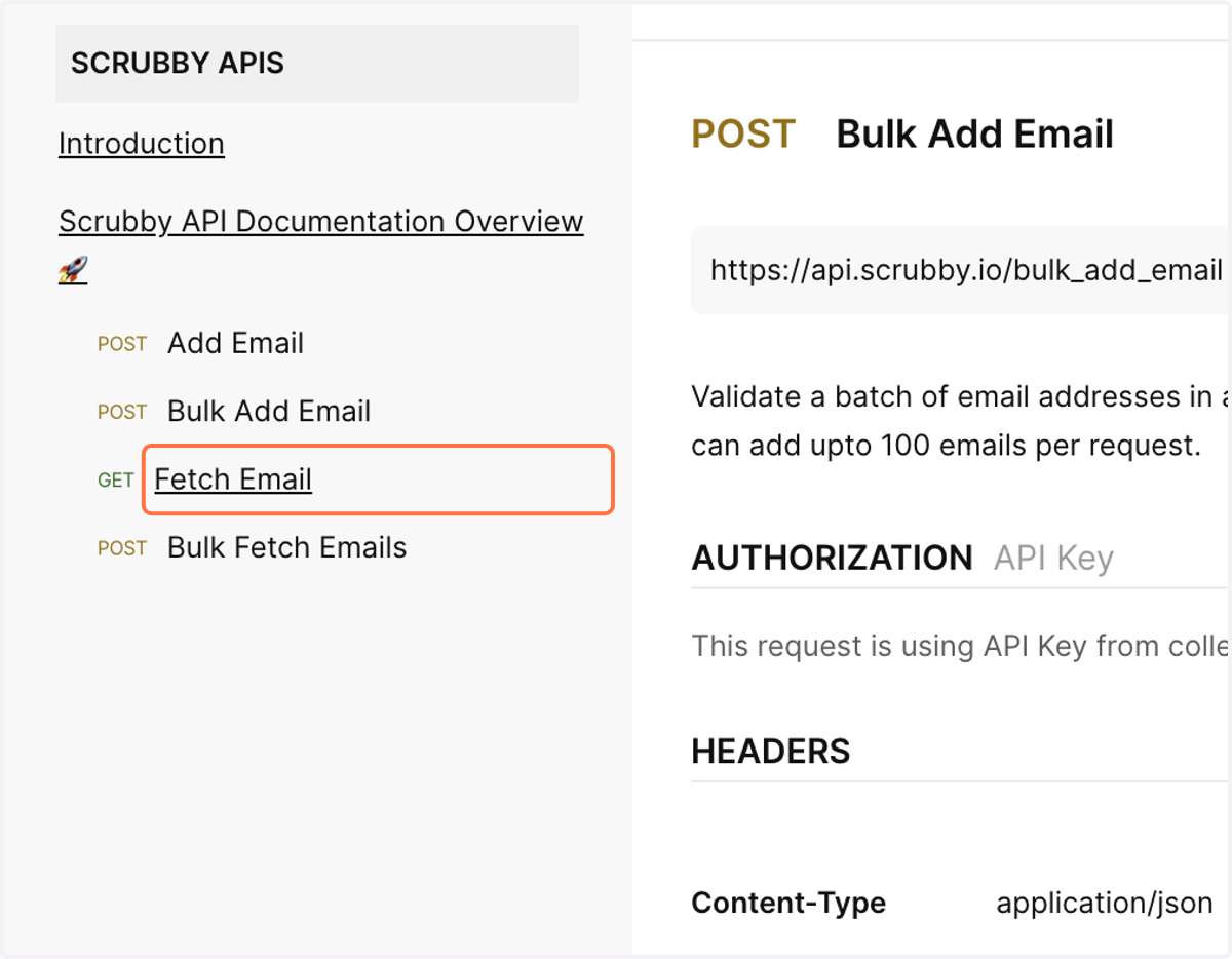 Click on Fetch Email