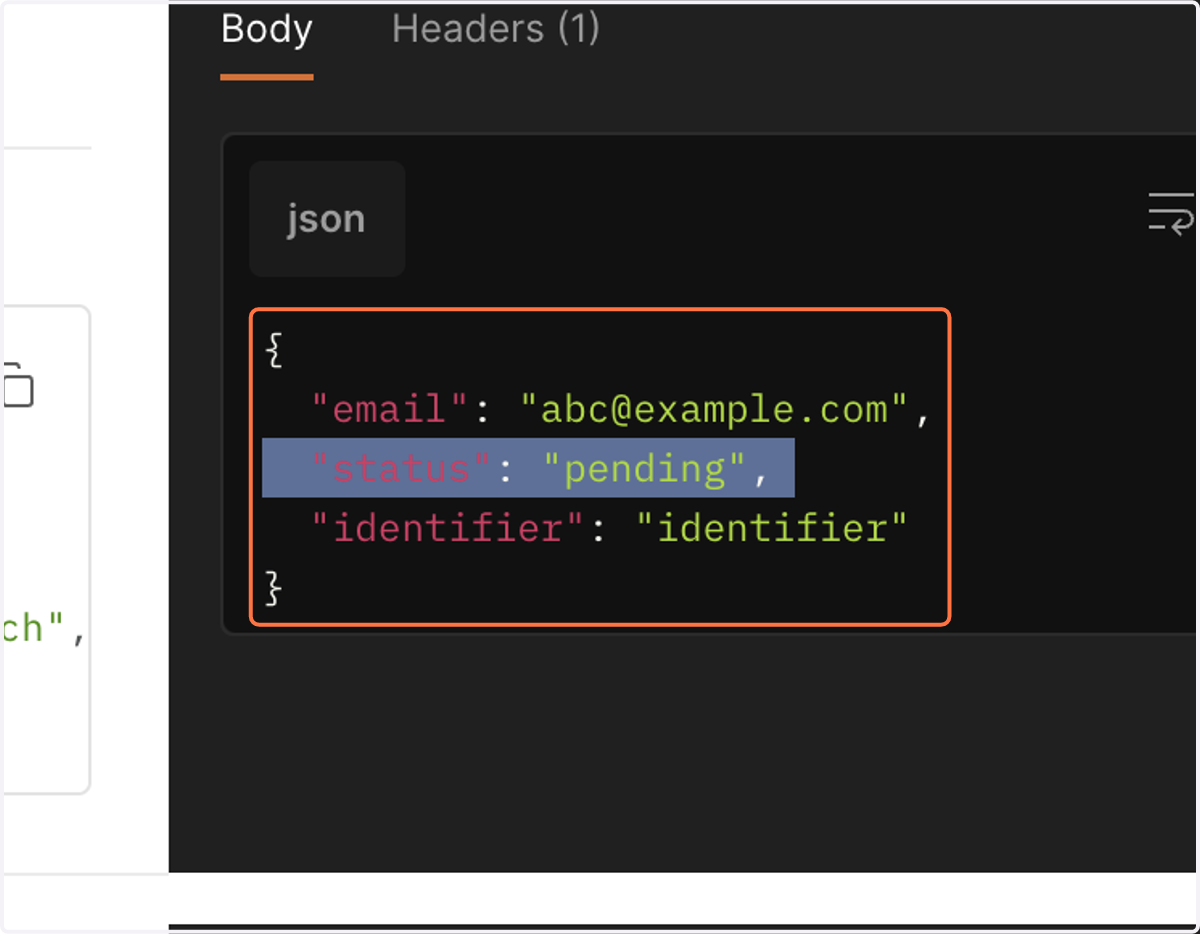 Copy element titled " "status": "pending", "