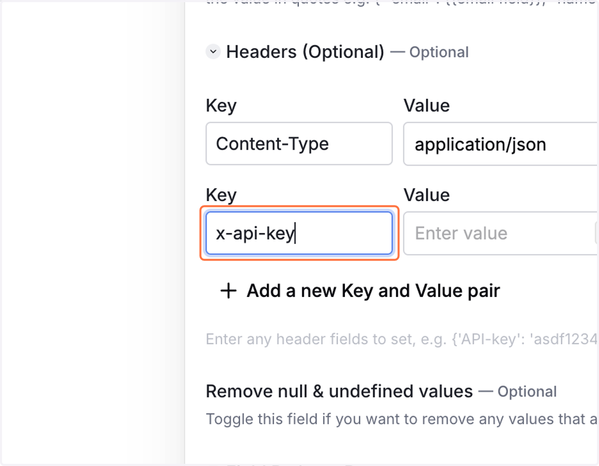 Type "x-api-key"