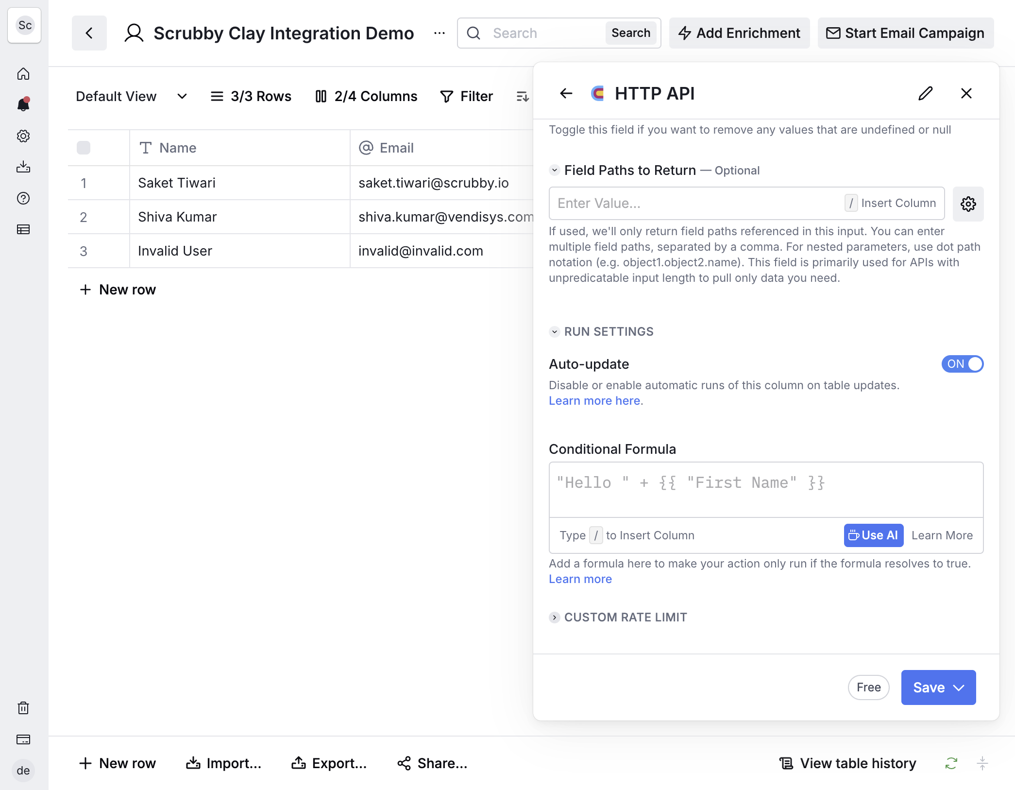 Click on CUSTOM RATE LIMIT