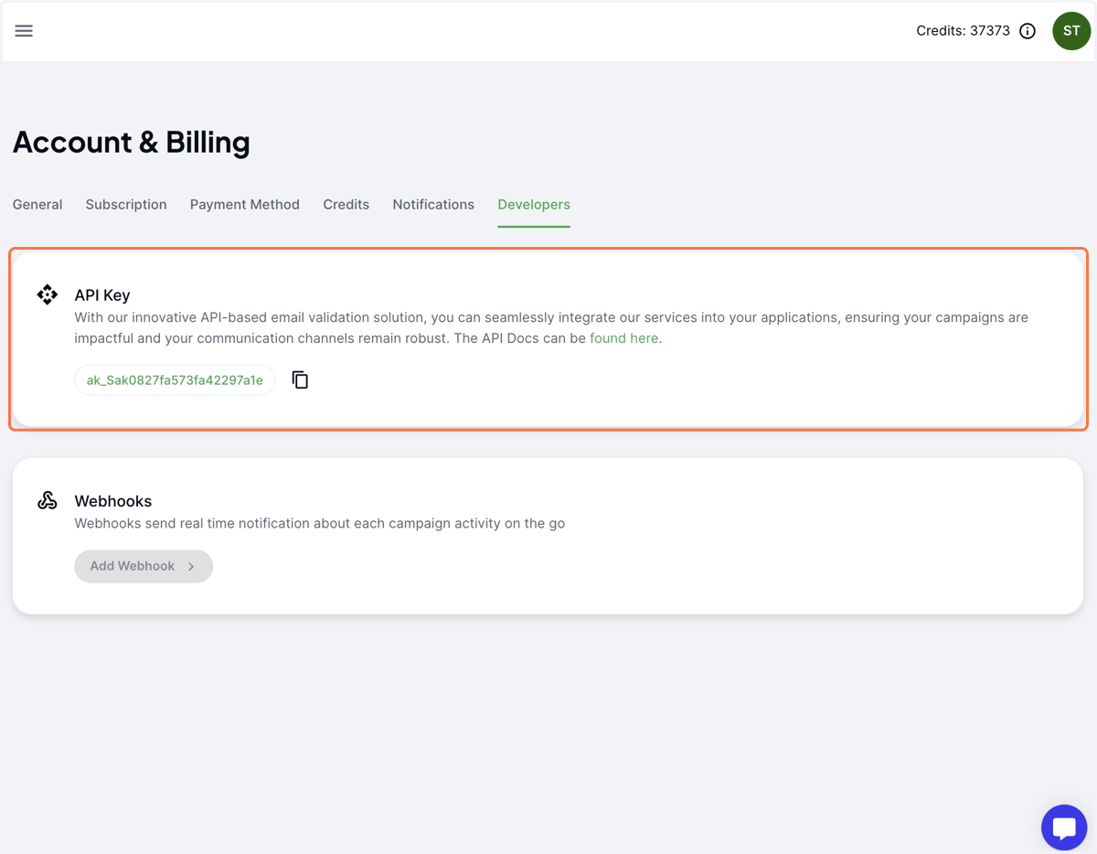 Click on API Key…