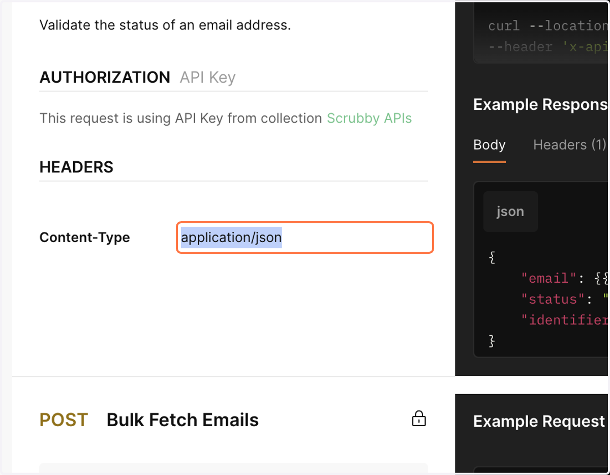 Copy text titled "application/json "
