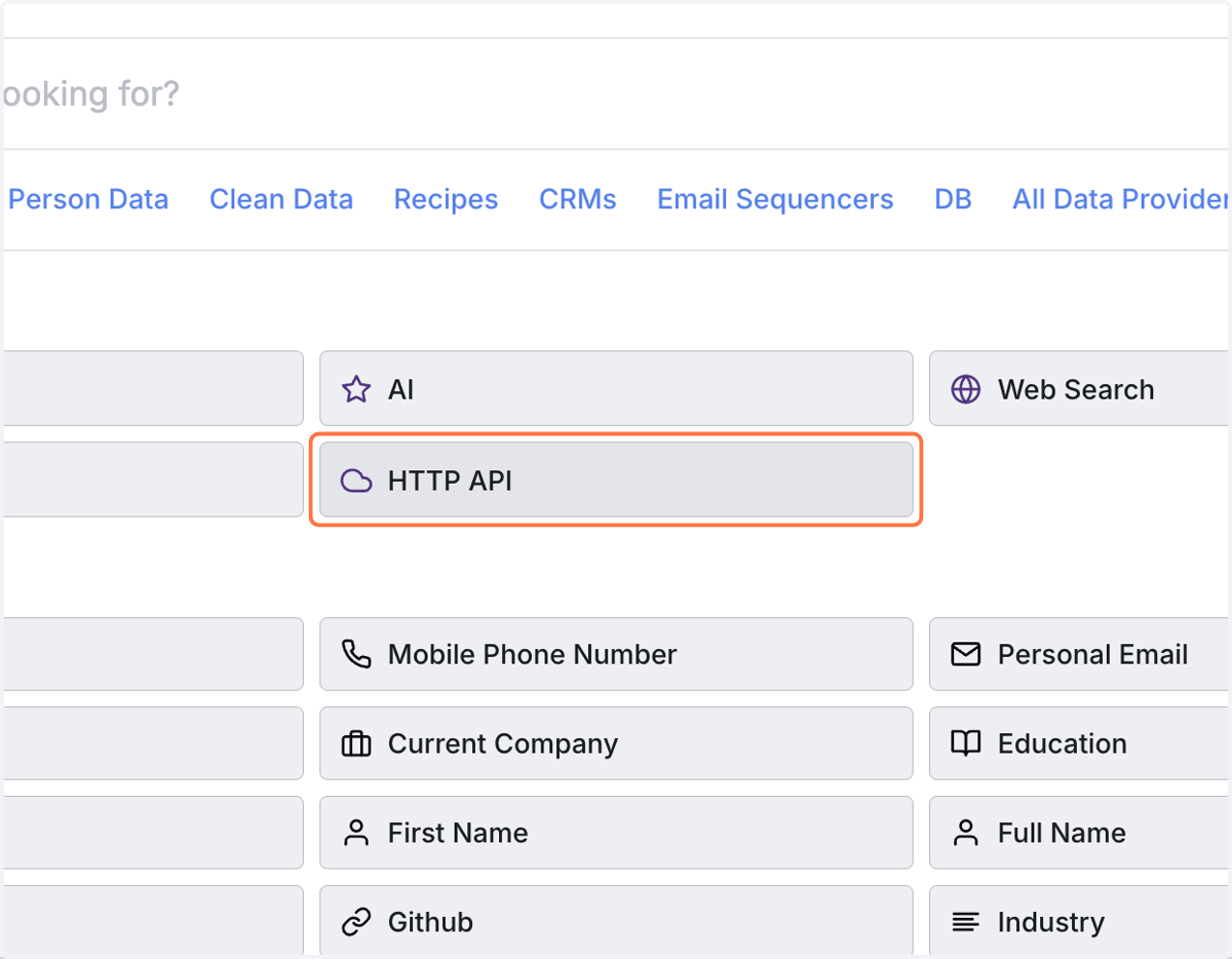 Click on HTTP API