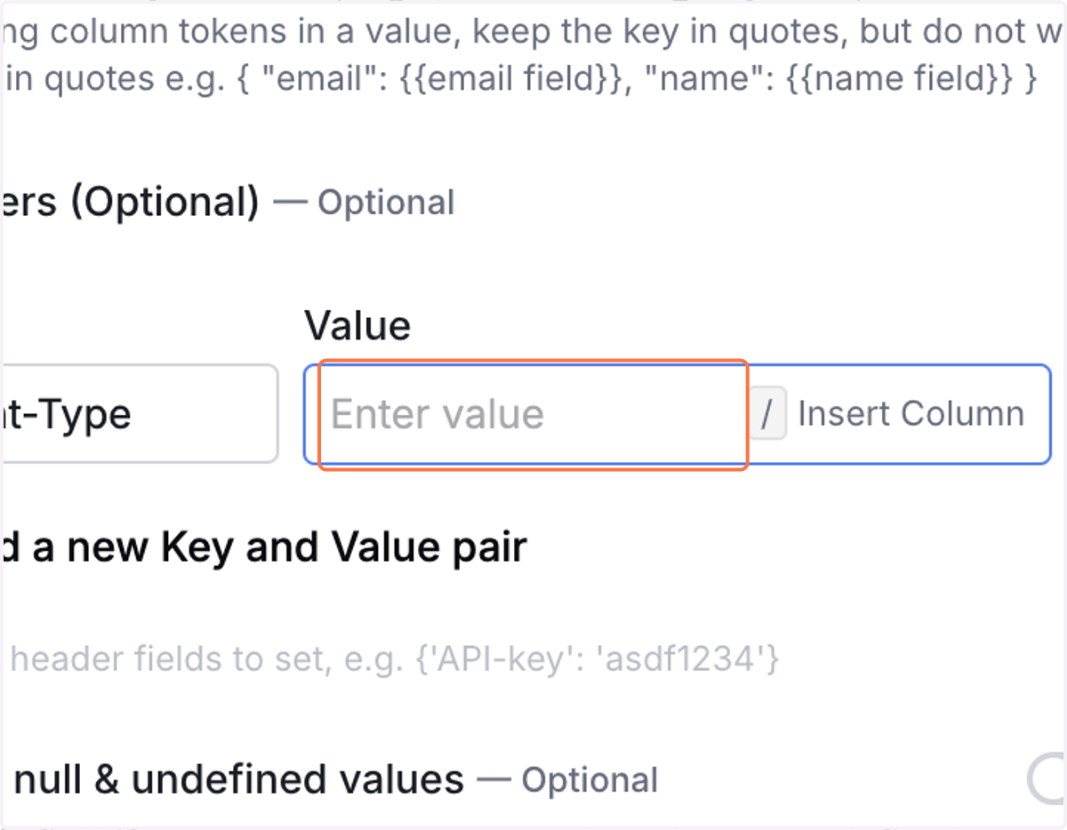 Click on Enter value…