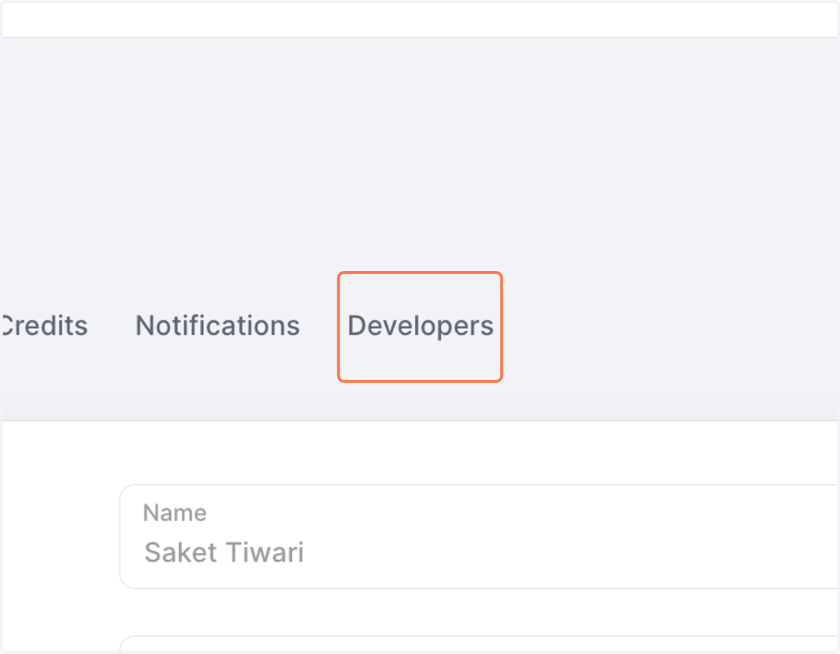 Click on Developers