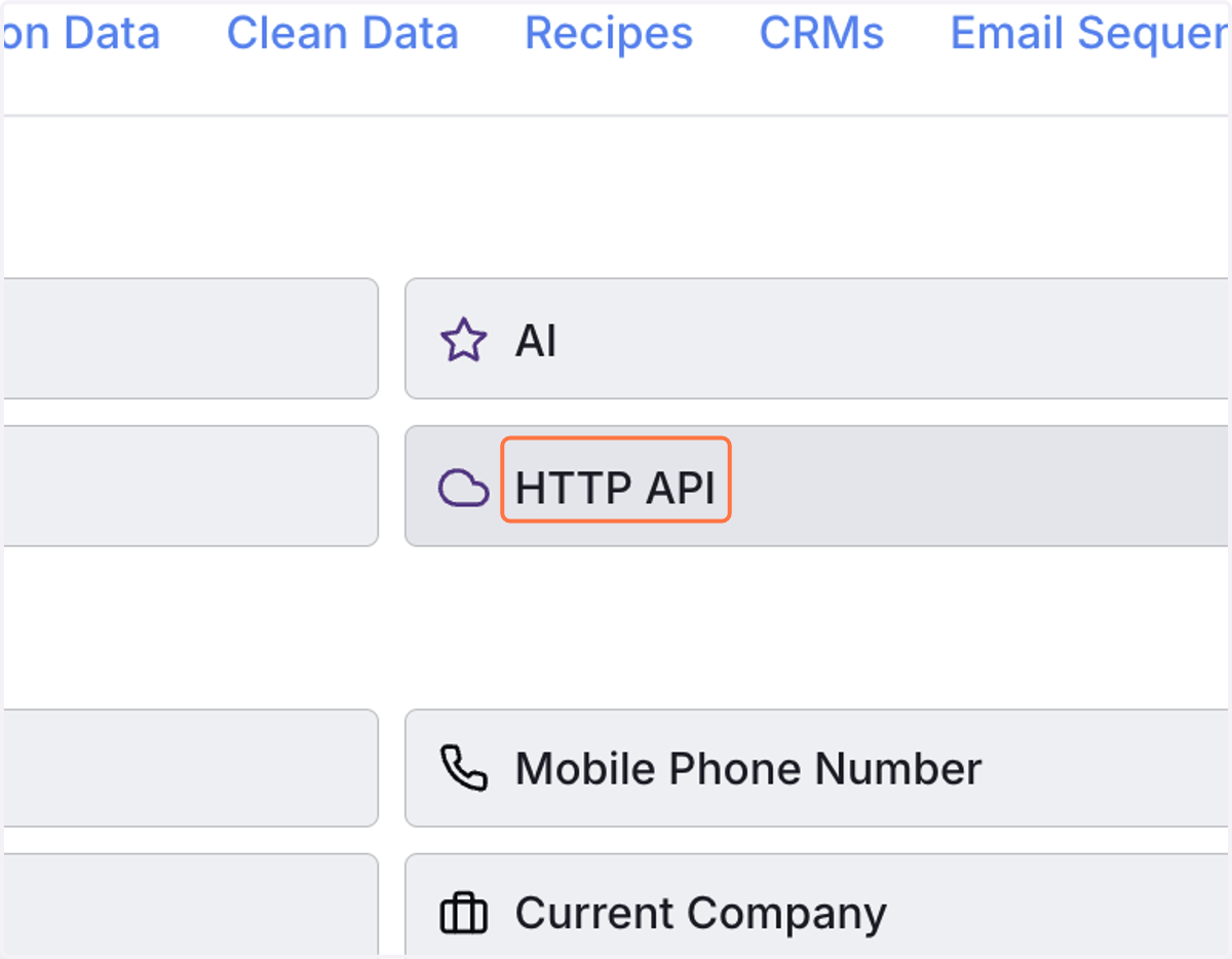Click on HTTP API