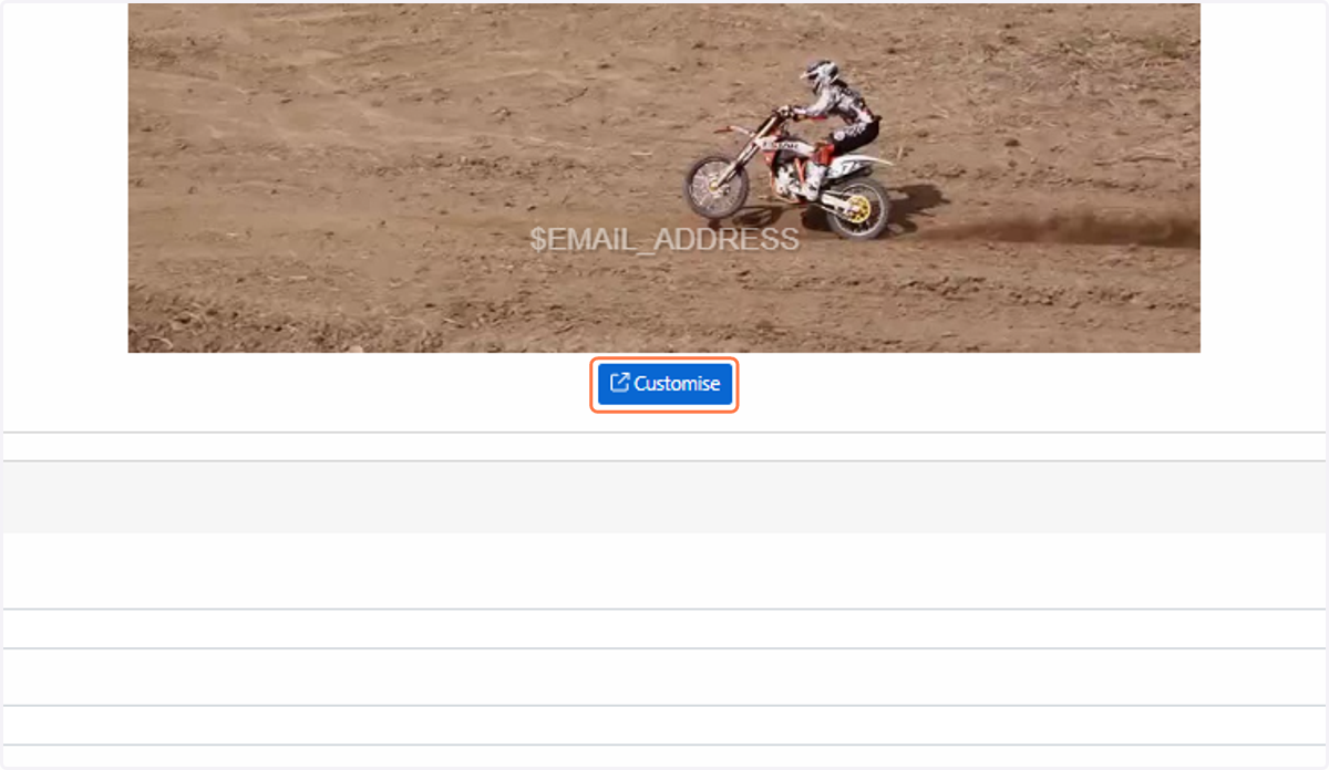 Fill out the delivery form. You will be able to customise the watermarking display on the screener in the Security section. Click on Customise.