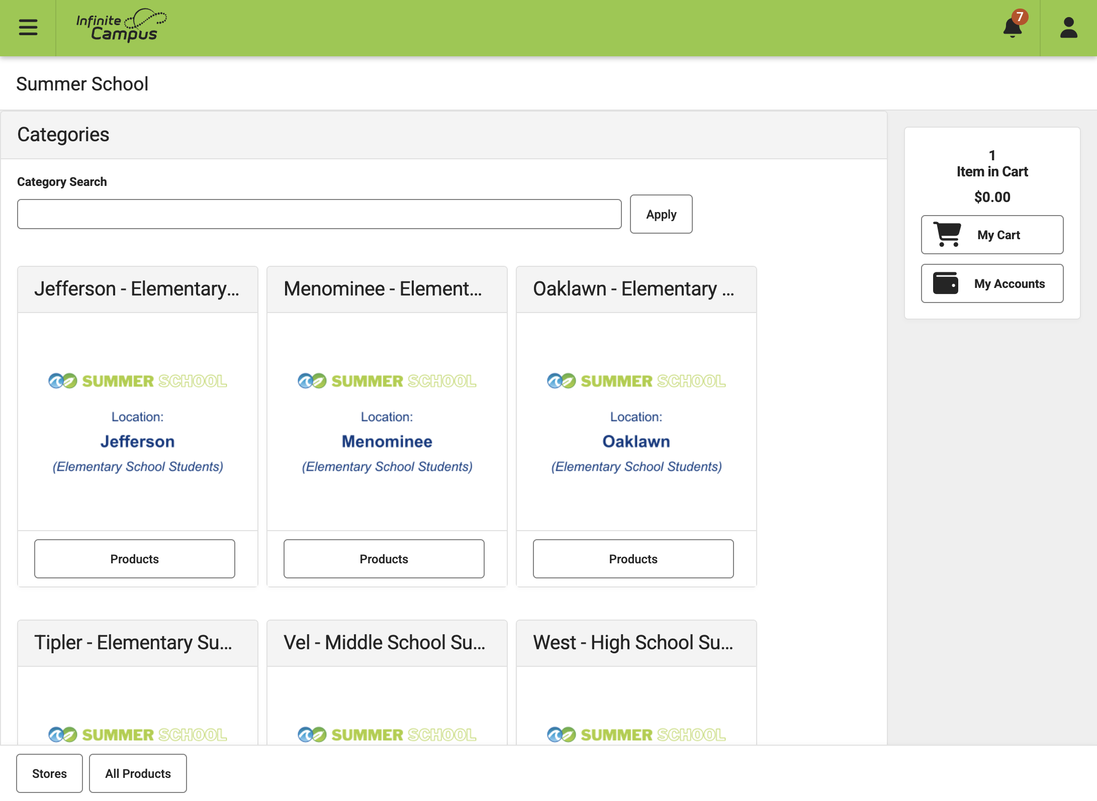 Click on the site you would like your child to attend - this example uses Jefferson Elementary