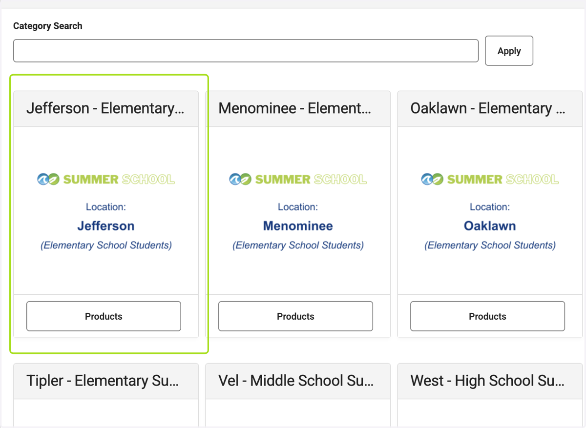 Click on the site you would like your child to attend - this example uses Jefferson Elementary