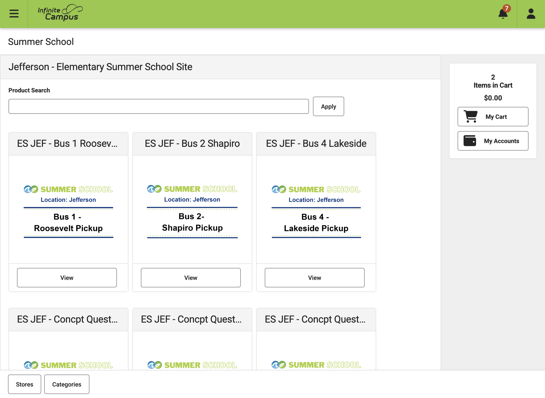 Select another course or transportation To add more items to your cart, replicate the previous steps.