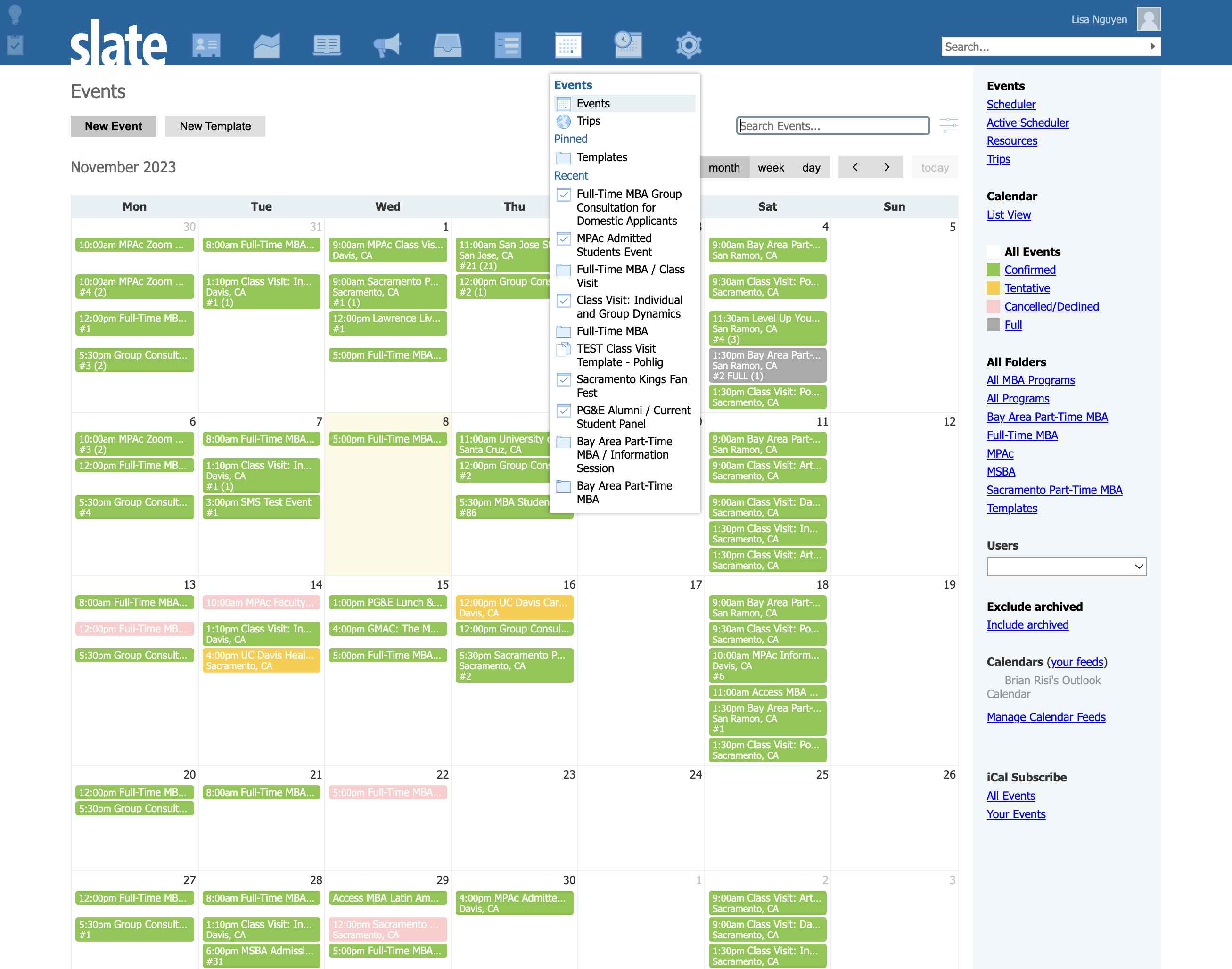 Click on Events