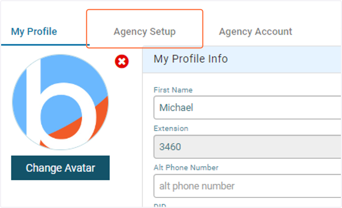 Click on Agency Setup