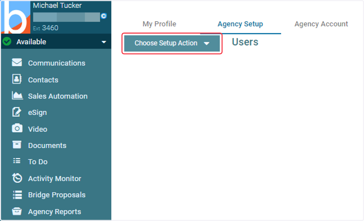 Click choose setup action