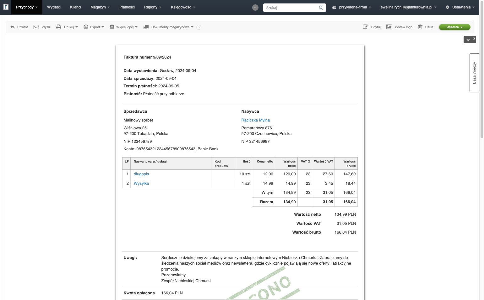 Chcąc edytować pole Data księgowania podatku VAT na już wystawionej fakturze, kliknij